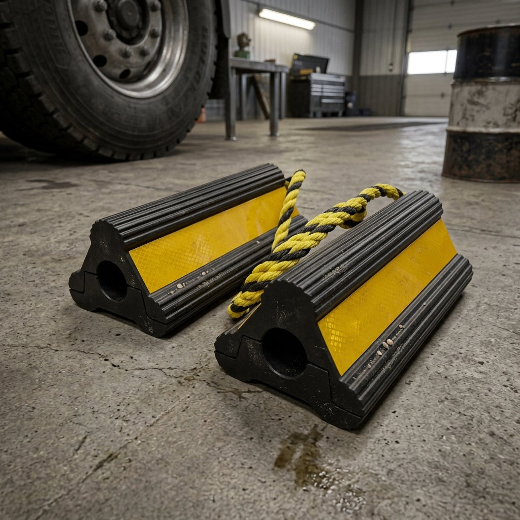Heavy-Duty Rubber Wheel Chocks - Pair ADI-TIRE-004-1
