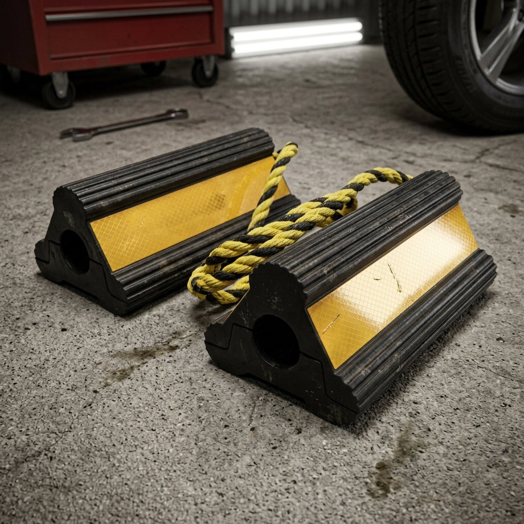 Heavy-Duty Rubber Wheel Chocks - Pair ADI-TIRE-004-2