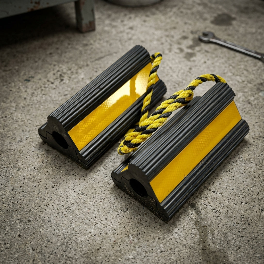 Heavy-Duty Rubber Wheel Chocks - Pair ADI-TIRE-004-3