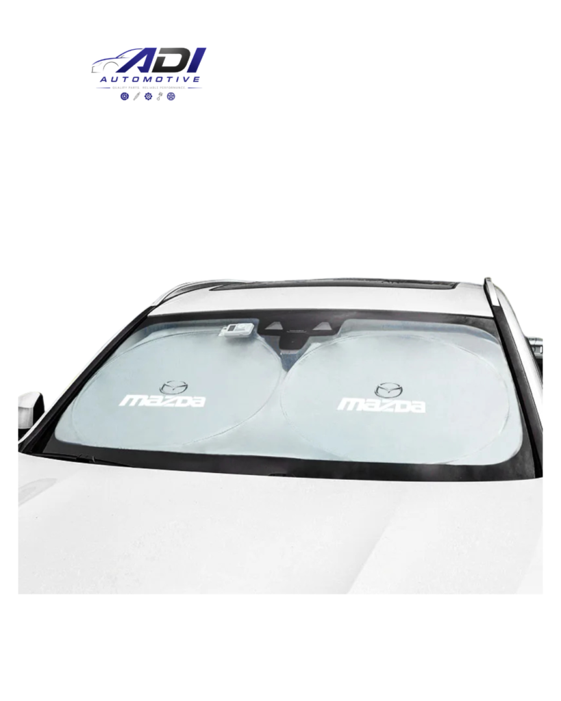 ADI Automotive Mazda Windshield Sunshade Cover installed on a compatible Mazda